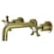 Kingston Brass KS8123NX Two-Handle Wall Mount Bathroom Faucet, Antique Brass KS8123NX - alternate 1